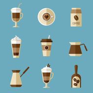 Coffee icons flat design