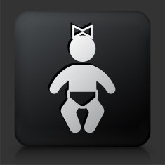 Black Square Button with Baby Girl