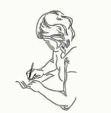 sketch girl writes pen on paper