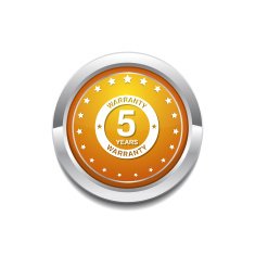 5 Years Warranty Yellow Vector Icon Button