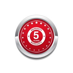 5 Years Warranty Red Vector Icon Button