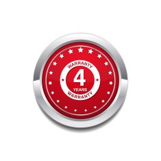 4 Years Warranty Red Vector Icon Button