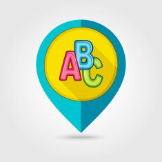 ABC blocks flat mapping pin icon