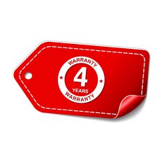 4 Years Warranty Red Vector Icon Design