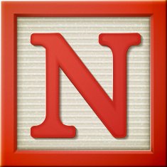 3d red letter block N