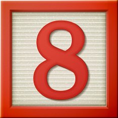 3d red number block 8