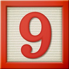 3d red number block 9