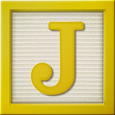3d yellow letter block J