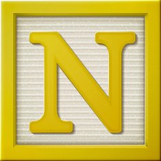 3d yellow letter block N