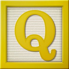 3d yellow letter block Q