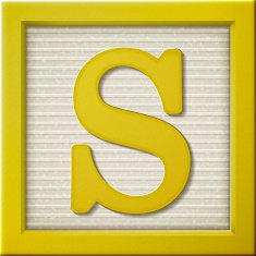 3d yellow letter block S