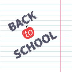 Back to school chalk text Lined exercise book Flat