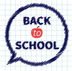 Back to school doodle text talk bubble Exercise book Flat