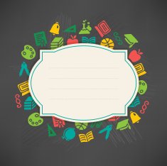 Frame with school icons
