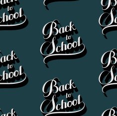 seamless pattern with Back To School retro labels