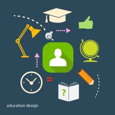 Set of flat icons for study