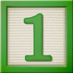 3d green number block 1