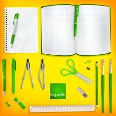 Set of Colored school supplies background EPS 10 N3