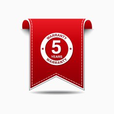 5 Years Warranty Red Vector Icon Design N2