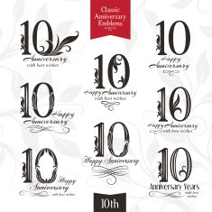 Anniversary emblems set in classic style