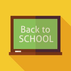 Flat Back to School Chalkboard Illustration with long Shadow