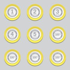 Warranty Guarantee Seal Yellow Vector Button Icon Design Set