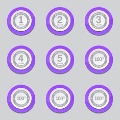 Warranty Guarantee Seal Violet Vector Button Icon Design Set