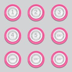 Warranty Guarantee Seal Pink Vector Button Icon Design Set