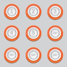 Warranty Guarantee Seal Orange Vector Button Icon Design Set