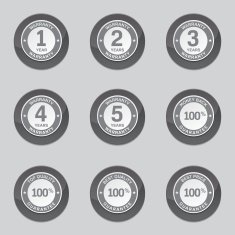 Warranty Guarantee Seal Black Vector Button Icon Design Set