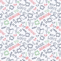 Back To School Seamless Pattern Cute Notebook Background
