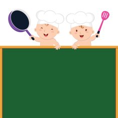Little baby chefs with board