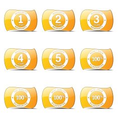 Warranty Guarantee Seal Yellow Vector ButtonIcon Design Set