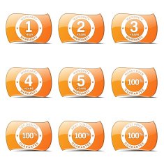 Warranty Guarantee Seal Orange Vector ButtonIcon Design Set
