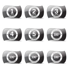 Warranty Guarantee Seal Black Vector Button Icon Design Set N2