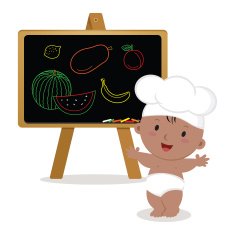 Cute baby chef Baby boy with board
