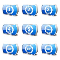 Warranty Guarantee Seal Blue Vector Button Icon Design Set N3