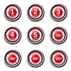Warranty Guarantee Seal Red Vector Button Icon Design Set N3
