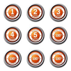 Warranty Guarantee Seal Orange Vector Button Icon Design Set N3