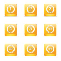 Warranty Guarantee Seal Square Vector Yellow Icon Design Set