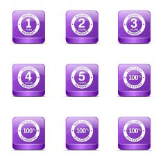 Warranty Guarantee Seal Square Vector Violet Icon Design Set
