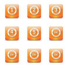 Warranty Guarantee Seal Square Vector Orange Icon Design Set