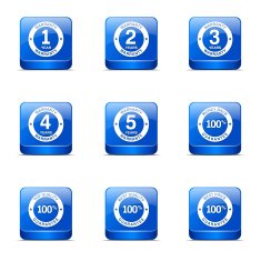 Warranty Guarantee Seal Square Vector Blue Icon Design Set