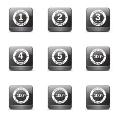 Warranty Guarantee Seal Square Vector Black Button Icon Design Set