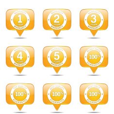 Warranty Guarantee Seal Square Vector Yellow Icon Design Set N2