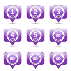Warranty Guarantee Seal Square Vector Violet Icon Design Set N2