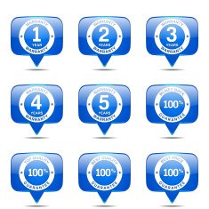 Warranty Guarantee Seal Square Vector Blue Icon Design Set N2