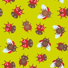 Funny insects ladybugs seamless pattern on green background Vector