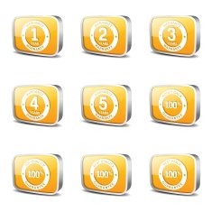 Warranty Guarantee Seal Square Vector Yellow Icon Design Set N3