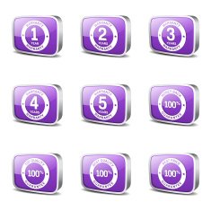 Warranty Guarantee Seal Square Vector Violet Icon Design Set N3